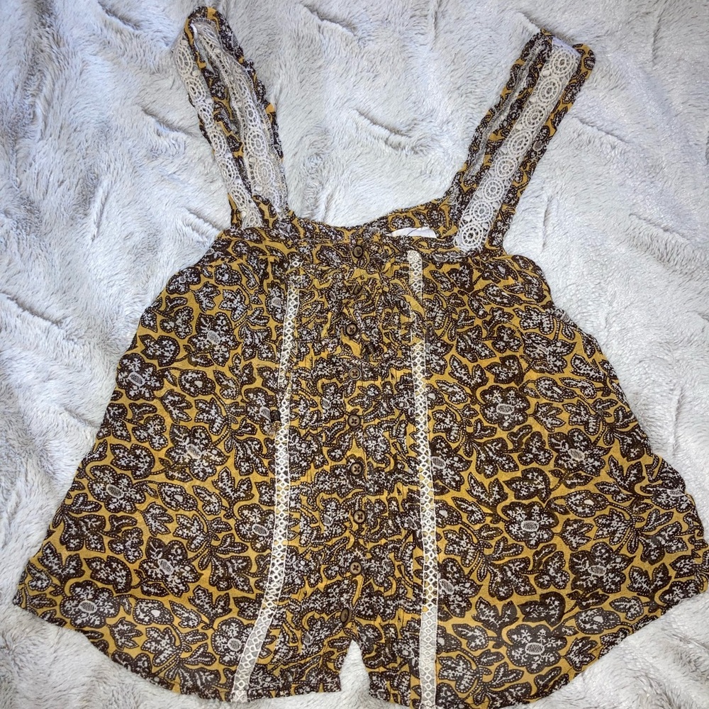 Anthropologie Tank US Size 4 Yellow, White, Brown
